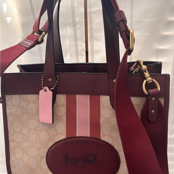 Coach Field Tote 30 Signature Jacquard with varsity stripes. - Picture 3 of 11